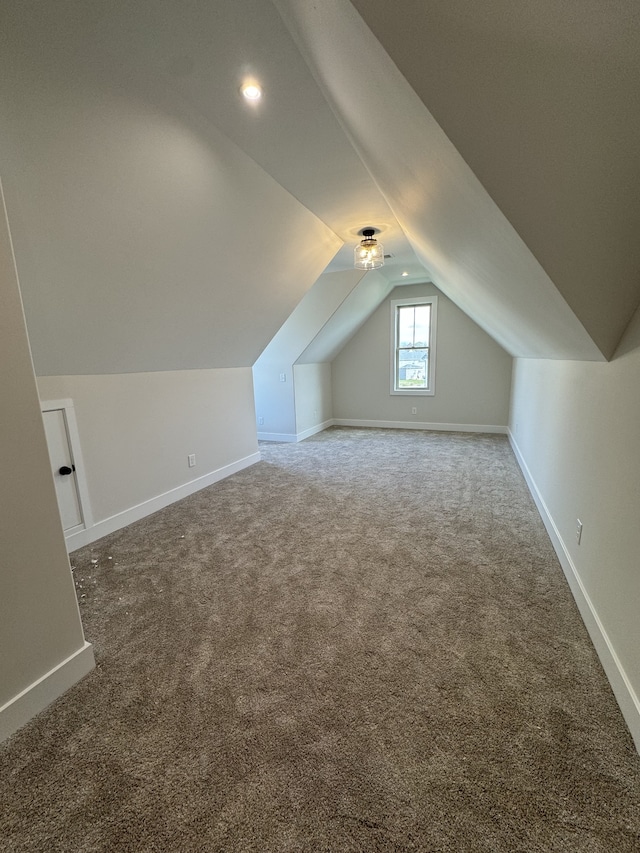 additional living space featuring carpet and lofted ceiling