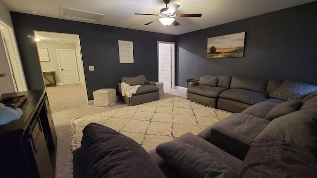 living room featuring light colored carpet