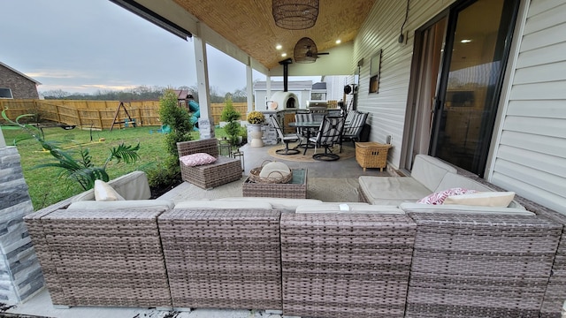 view of patio with an outdoor hangout area