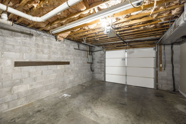 garage with a garage door opener