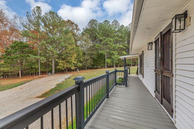 deck with a lawn