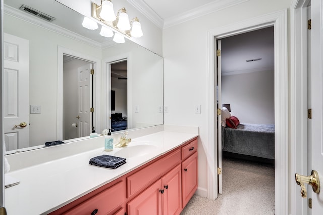 bathroom featuring vanity and crown molding