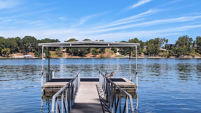 dock area featuring a water view