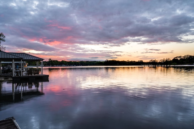 property view of water with a boat dock