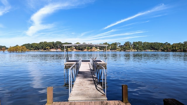 dock area featuring a water view