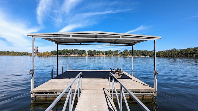 dock area featuring a water view