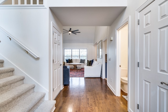 corridor with dark hardwood / wood-style floors