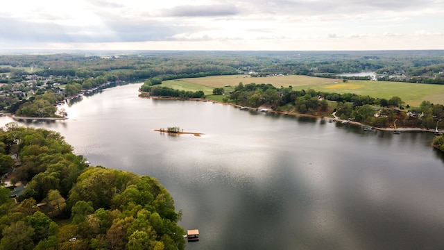 aerial view featuring a rural view and a water view