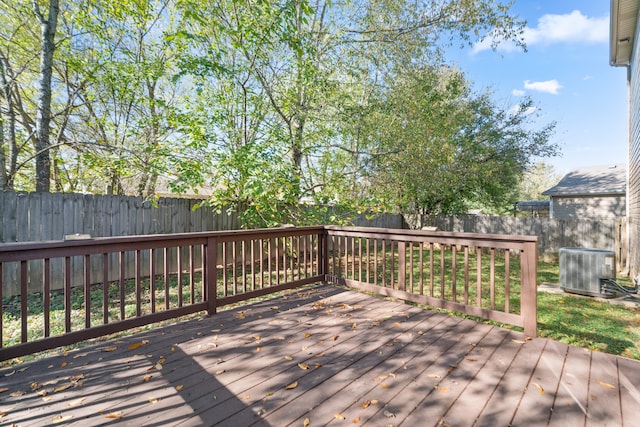 wooden terrace featuring central AC