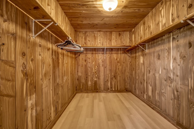 walk in closet with hardwood / wood-style floors