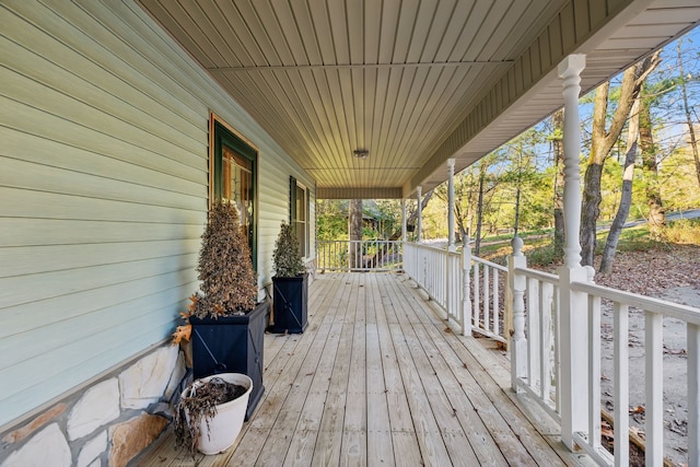 wooden deck featuring a porch