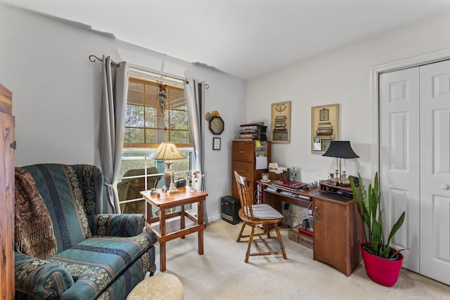 view of carpeted office space