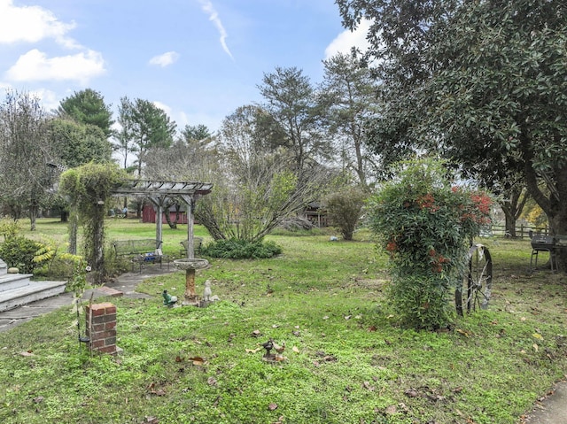 view of yard with a pergola