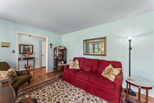 living room with hardwood / wood-style flooring