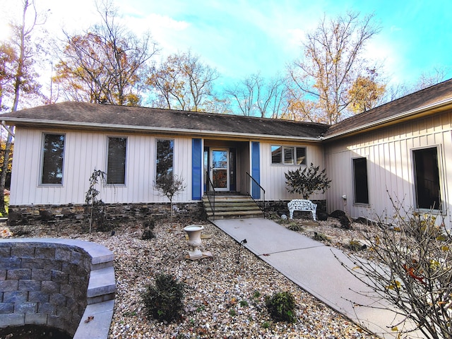 view of single story home