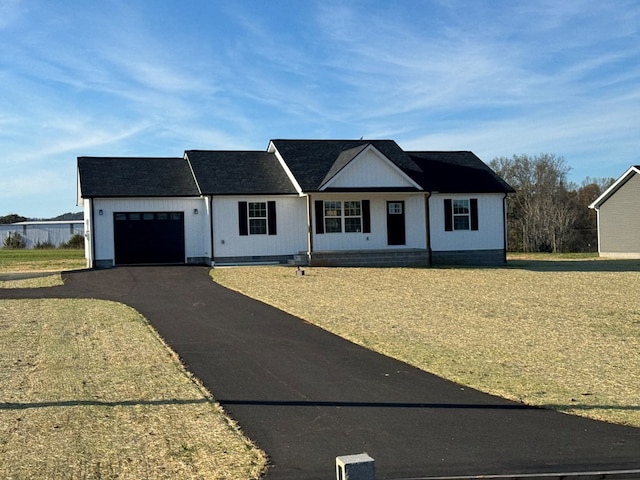 single story home with a garage