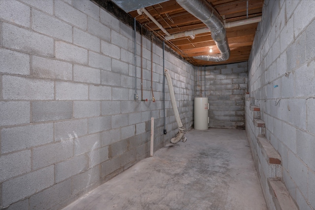 basement with water heater