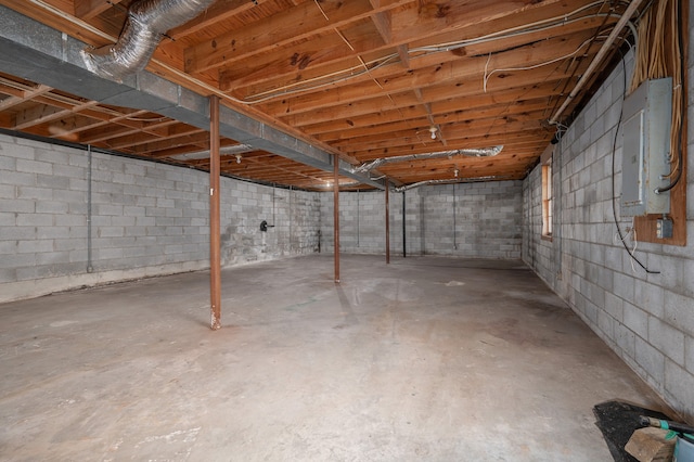 basement with electric panel