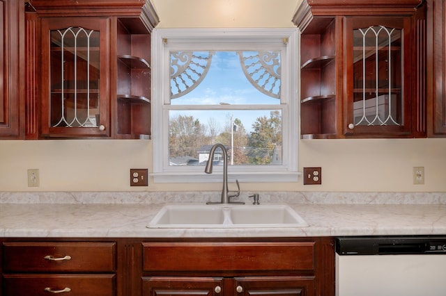 kitchen featuring sink and white dishwasher