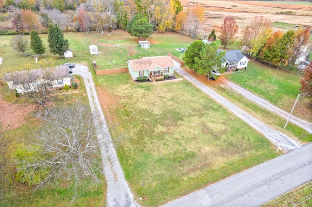 bird's eye view with a rural view