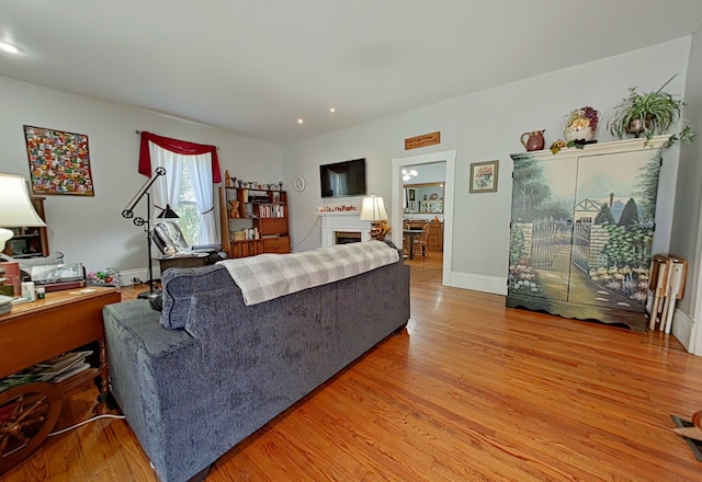 living room featuring light hardwood / wood-style floors