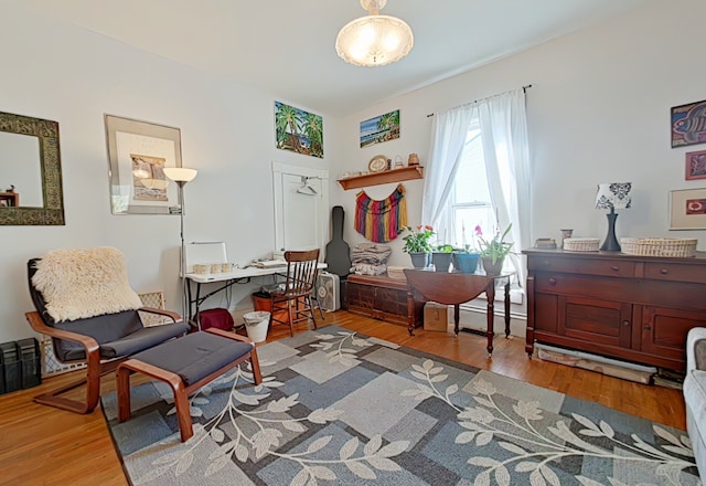 sitting room with wood-type flooring