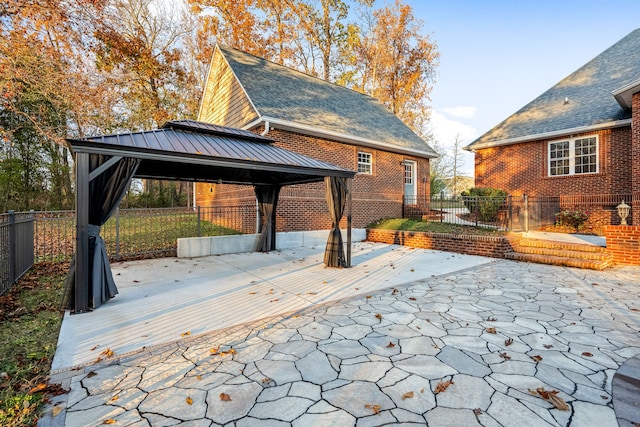 view of patio / terrace with a gazebo