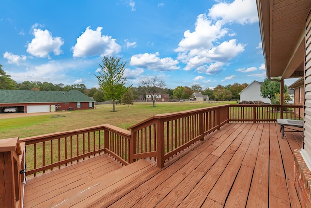 deck featuring a yard