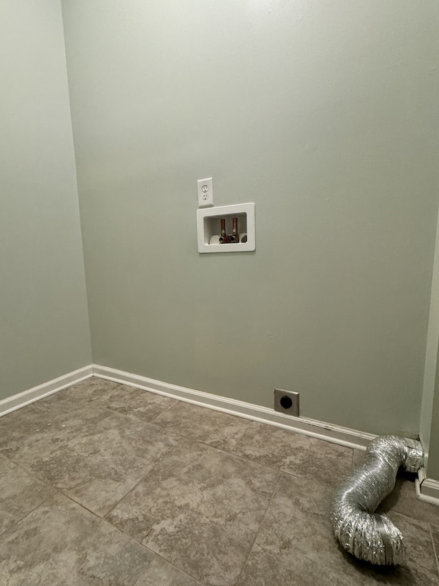 clothes washing area with laundry area, baseboards, washer hookup, and electric dryer hookup