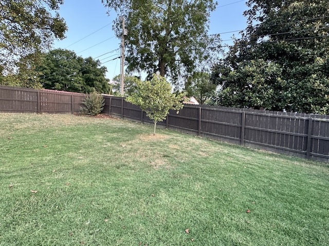 view of yard featuring a fenced backyard