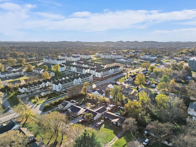 drone / aerial view featuring a mountain view