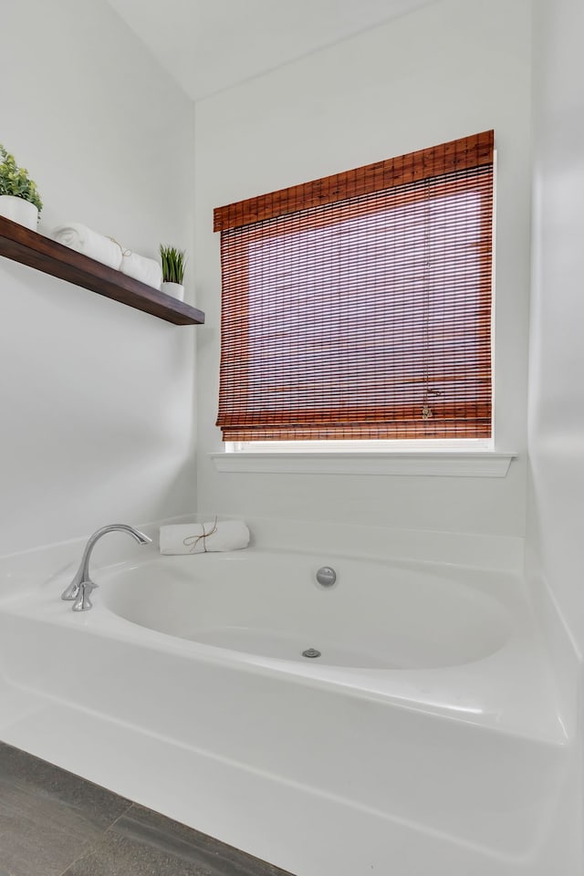 bathroom featuring a washtub and plenty of natural light