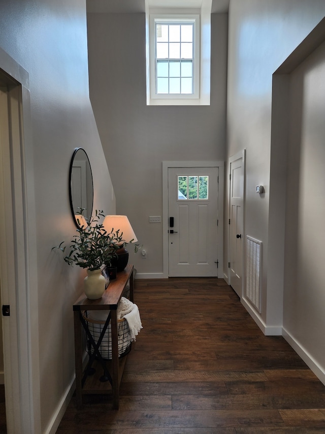 entrance foyer featuring dark hardwood / wood-style floors