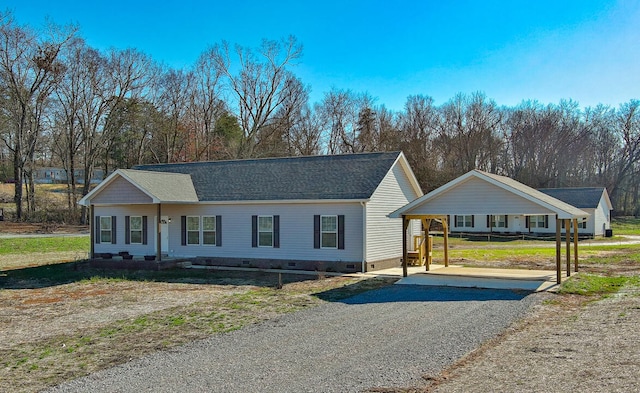 single story home with a carport