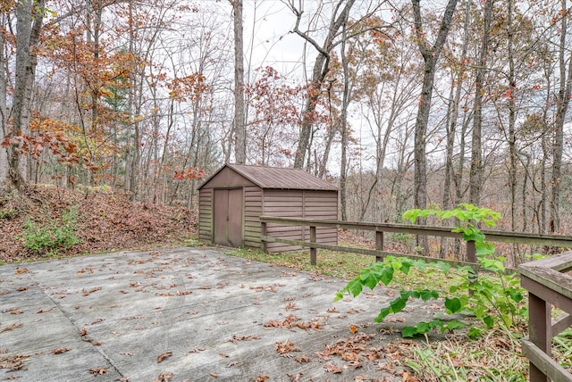 deck featuring a storage unit