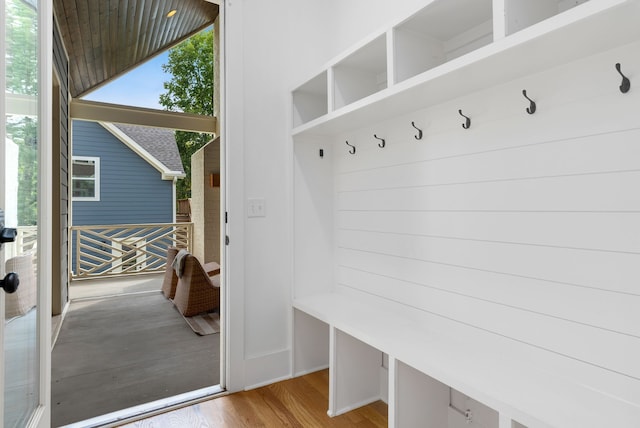 mudroom with light wood-type flooring