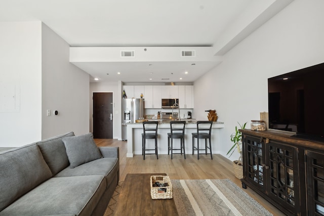 living room featuring light hardwood / wood-style floors