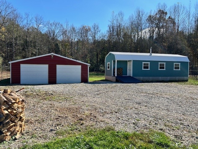 exterior space with a garage