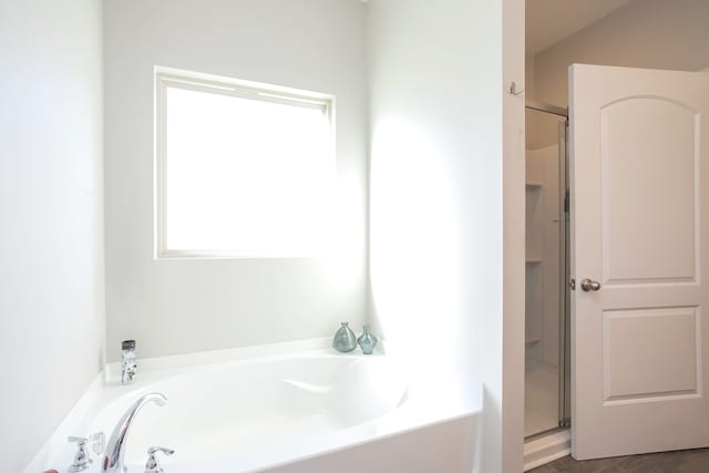 bathroom with separate shower and tub