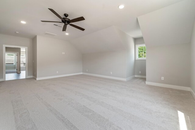 132 Aarons Cress Blvd, Hermitage, TN 37076 - additional living space featuring lofted ceiling, a ceiling fan, light carpet, and recessed lighting