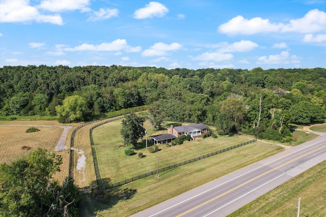 aerial view featuring a rural view