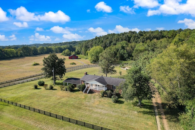 drone / aerial view featuring a rural view