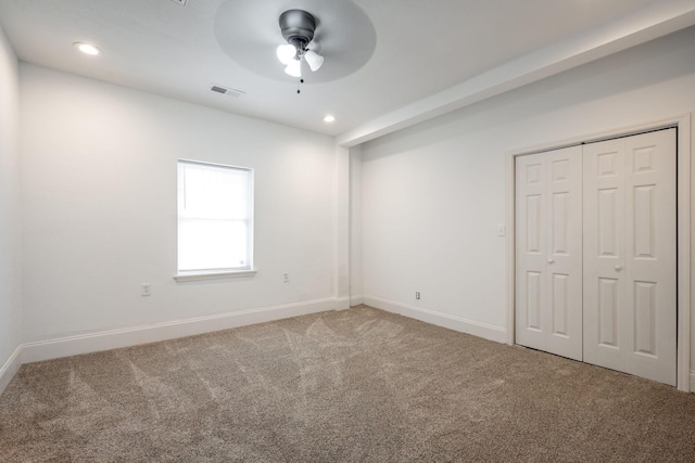 800 Tunnel Blvd, Chattanooga, TN 37406 - unfurnished bedroom featuring carpet flooring, baseboards, recessed lighting, a closet, and a ceiling fan