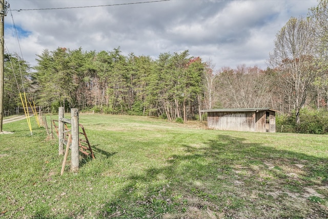 view of yard with an outbuilding