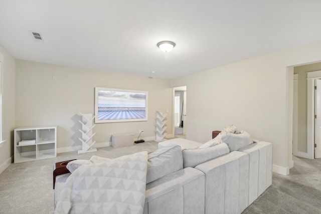 living room featuring light colored carpet