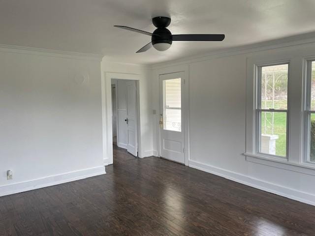 60 Riddle Rd, Shelbyville, TN 37160 - unfurnished room featuring plenty of natural light, dark wood-type flooring, ceiling fan, and ornamental molding
