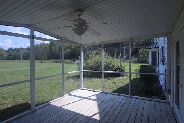 60 Riddle Rd, Shelbyville, TN 37160 - unfurnished sunroom featuring ceiling fan and a view of rural / pastoral area