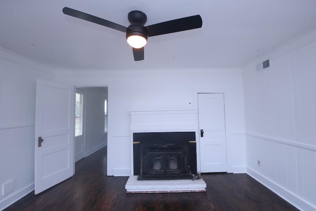 60 Riddle Rd, Shelbyville, TN 37160 - unfurnished living room with ceiling fan, crown molding, and wood finished floors