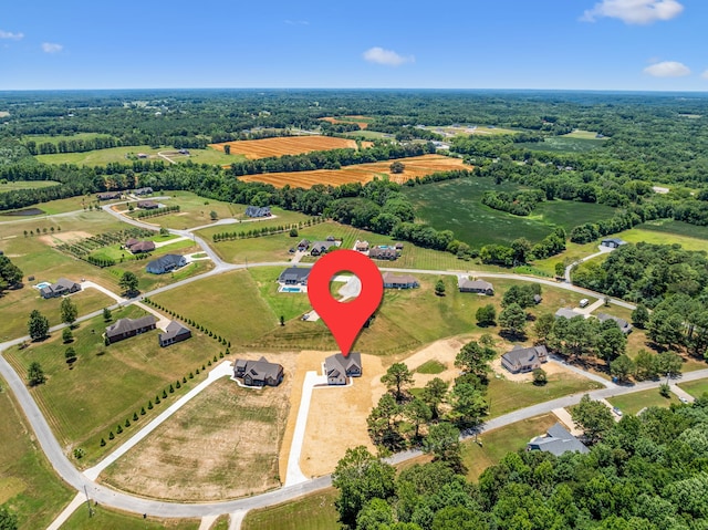 aerial view featuring a rural view