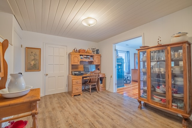 home office featuring light wood-type flooring